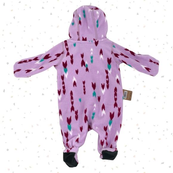 Patagonia Fleece Micro D Bunting Wish Tails Dragon Purple Baby Girl Size NB-7lbs - Picture 2 of 11